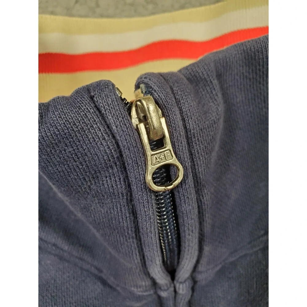 VTG Y2K Abercrombie & Fitch Jacket Mens Large Navy Varsity Bomber Zip Up Patch